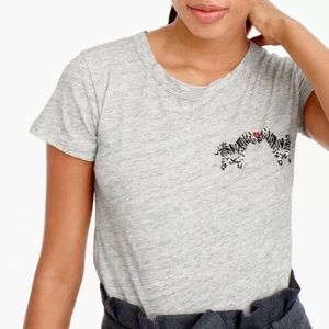 J. crew Zebra Beaded/ Embellished Gray Heather Knit Tee XXS EUC